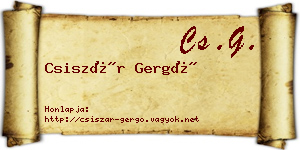 Csiszár Gergő névjegykártya
